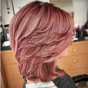 16 Inch Layered Pink Ombre Wig